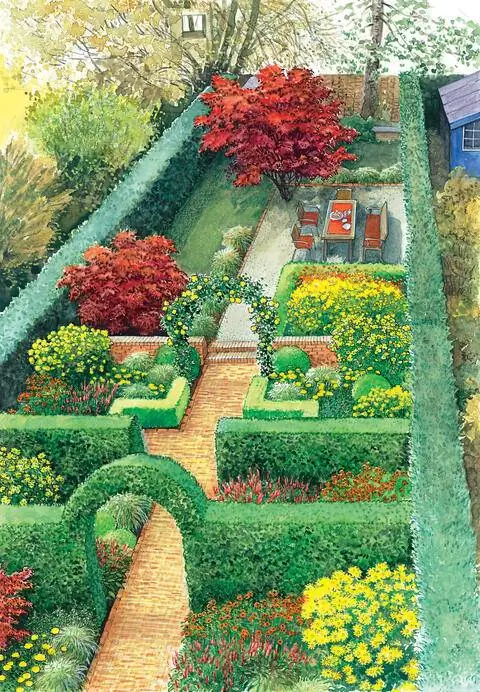 Идея оформления узкого сада