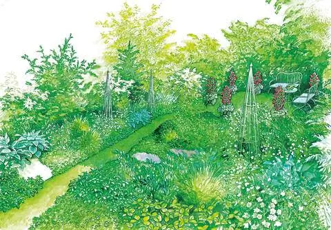 Идея оформления бело-зеленого многолетнего рая