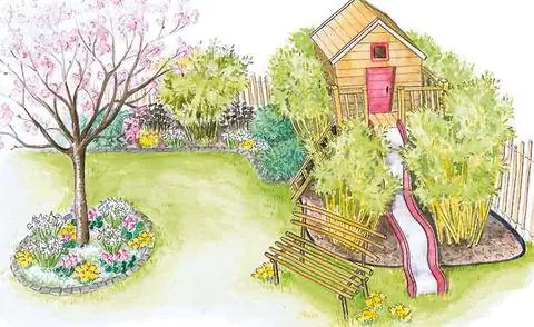 Игровая площадка с бамбуковой рощей