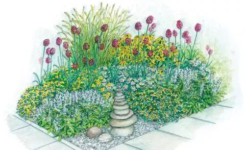 Гравийная площадка и многолетняя грядка