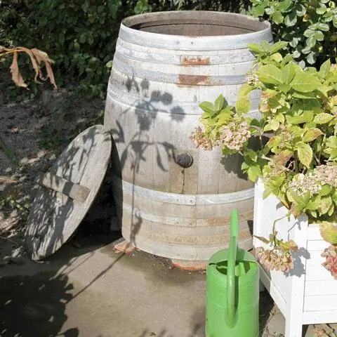 Деревянная бочка для дождя