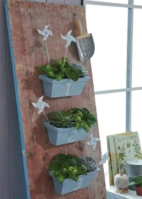 Деревянное панно с суккулентами