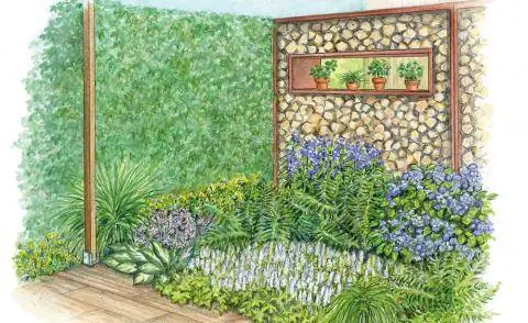 Экран для уединения из плюща и укрытие для дров