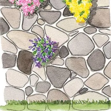 Садовая ограда из необработанных камней