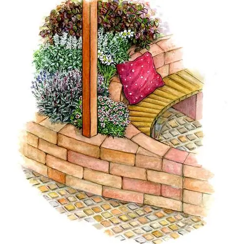 Детальный чертеж круглого сиденья с камином