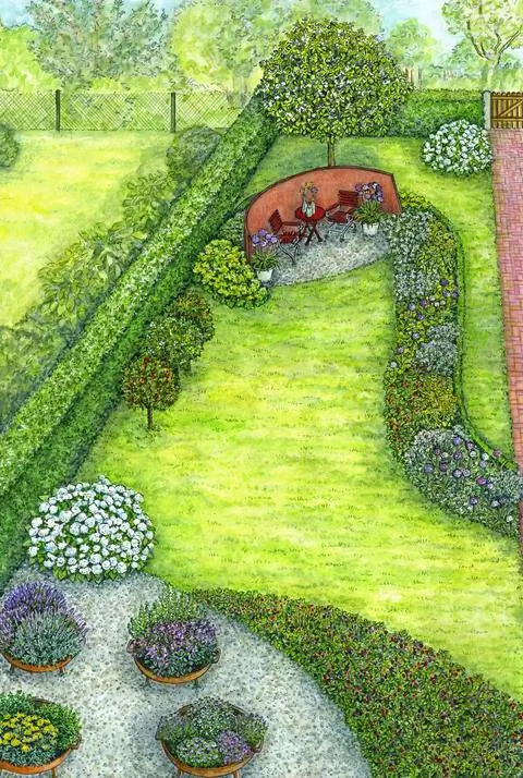 Идея дизайна с элементом из стали CorTen, привлекающим внимание