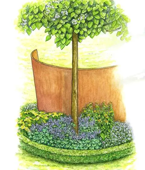 Трубное дерево за стеной из кортеновской стали