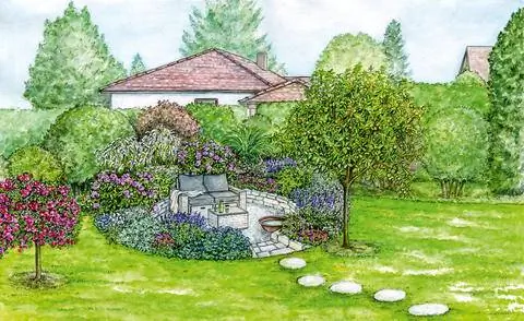 Зона отдыха в затонувшем саду