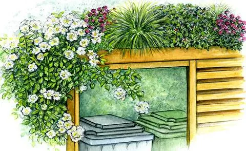Тайник для мусора с зеленой крышей