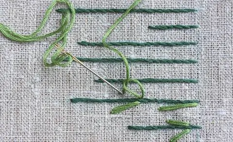 Вышиваем листья