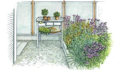 Стена из матового стекла обеспечивает конфиденциальность