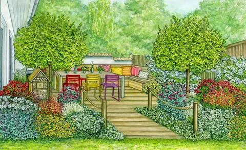 Идея дизайна: красочная природная идиллия с большой зоной отдыха