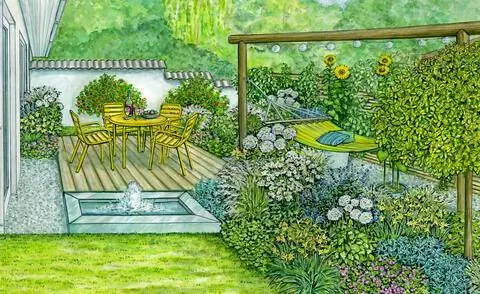 Идея дизайна: Солнечная атмосфера в мини-саду