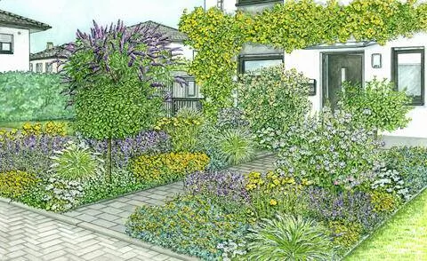 Идея дизайна цветущего палисадника