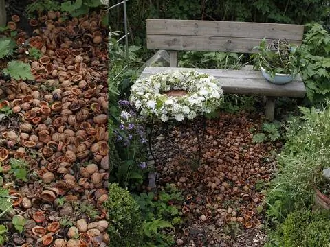 MSL_12 Идеи украшения сада_ Покрытие дорожек из скорлупы грецкого ореха