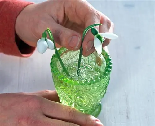 Подснежники - вставьте галант (подснежники) в вспомогательное приспособление из серебряной проволоки.