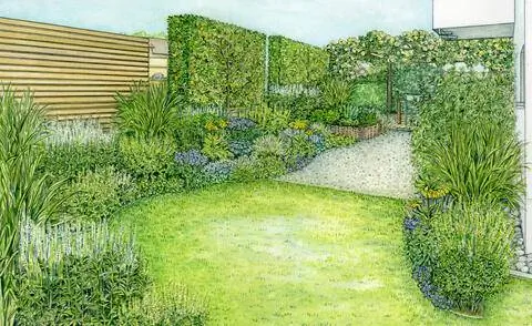 Идея дизайна: Ветрозащита в узкой садовой комнате