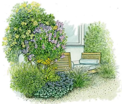 Деревянный шезлонг на стене дома