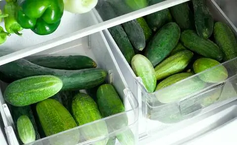 Огурцы в ящике для овощей