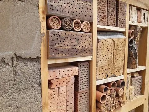 Дикий пчелиный домик из разных материалов и элементов