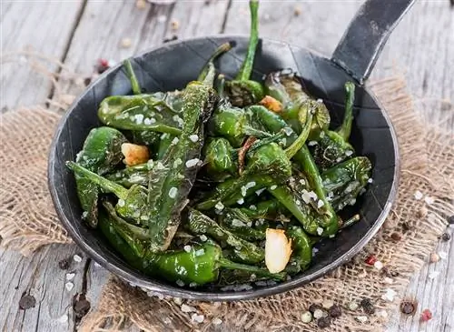 Перец Поксиго, обжаренный с чесноком и флёр де сель