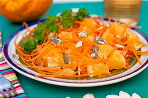 Морковь и апельсины с апельсиновым цветом