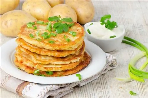 Картофельные оладьи с мелкой зеленью