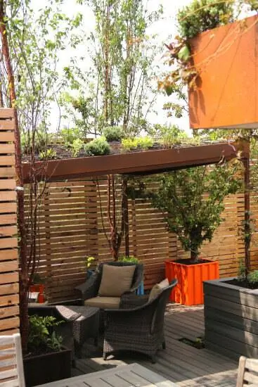 зеленая беседка и уличная мебель