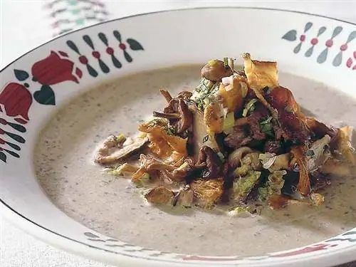 Крем из чечевицы и жареные грибы