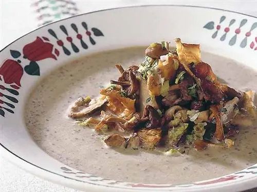 Чечевичный крем и жареные грибы