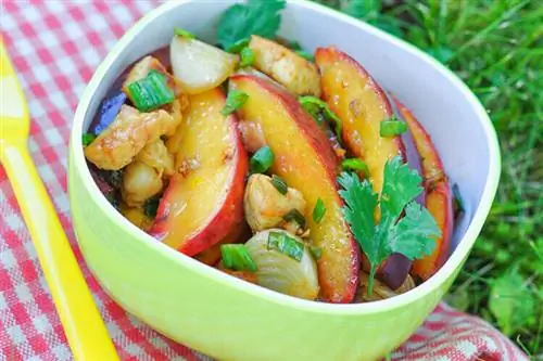 обжаренная курица с нектаринами, кориандром и арахисом обжаренная курица с нектаринами, кориандром и арахисом