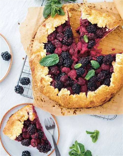 Вкусный пирог с ежевикой, малиной и мятой