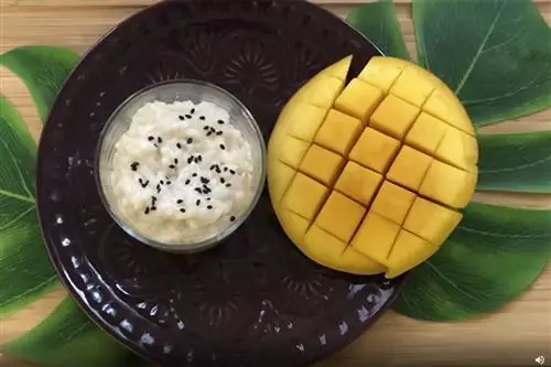 Тайская кухня: липкий рис с кокосовым молоком и манго