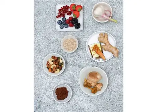Суперпродукты: красные фрукты, имбирь, чеснок, куркума.
