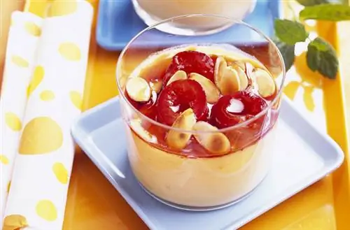 Десертный крем из абрикоса, вишни и миндаля