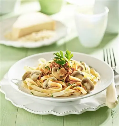 макароны с грибами