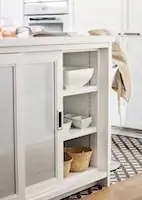 белая кухонная раздвижная дверь с льняной тканью 00503648