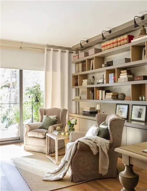 книжный шкаф с двумя креслами с подлокотниками 00497696_O