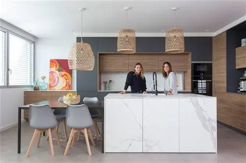 кухня с рабочим островом неолит ELIHOME 31