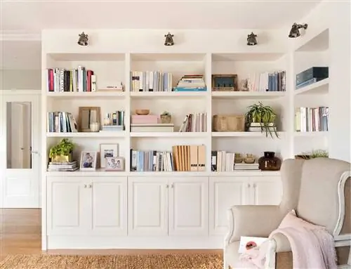 изготовленный на заказ книжный шкаф с полками и шкафами-00503677