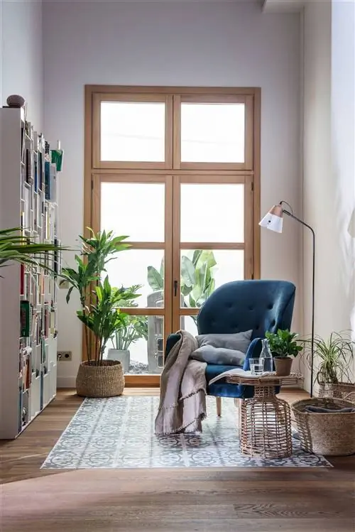 синее бархатное кресло с тумбочкой 00511553_O