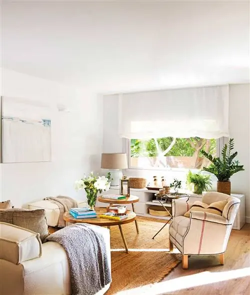 Маленькая белая гостиная со светлой мебелью_00513308