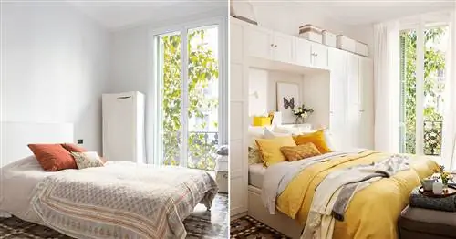 До и после: от спальни без индивидуальности до спальни с супер шкафом у изголовья