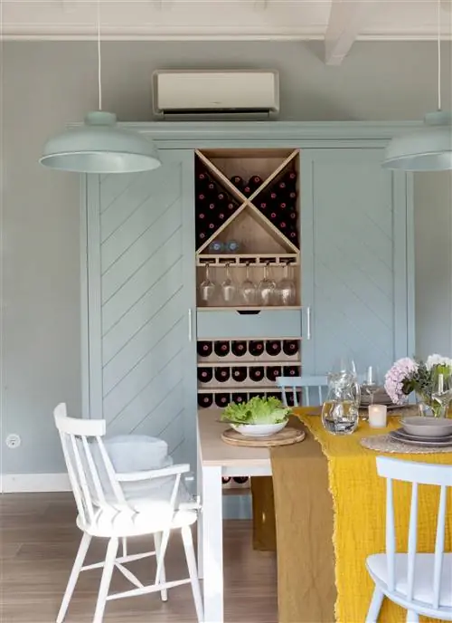 Бирюзовый кухонный шкаф с подставкой для бутылок 00523128