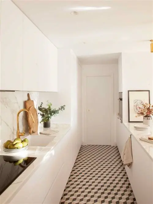 современная белая кухня с гидравлическим полом_00501880 O