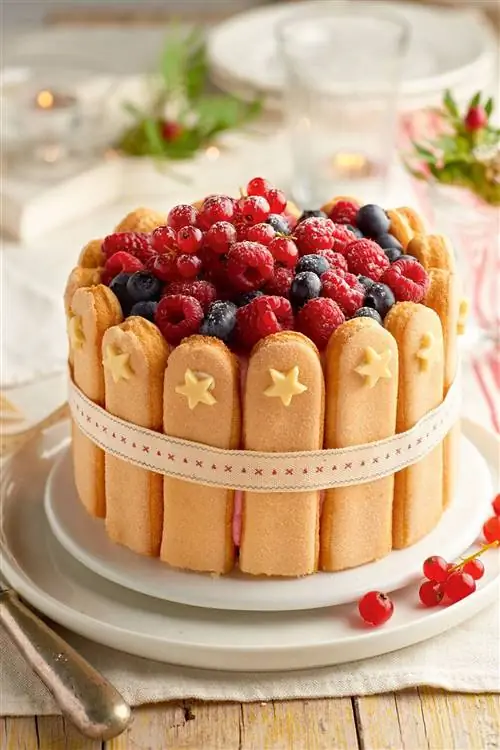 Шарлотка из красных фруктов.