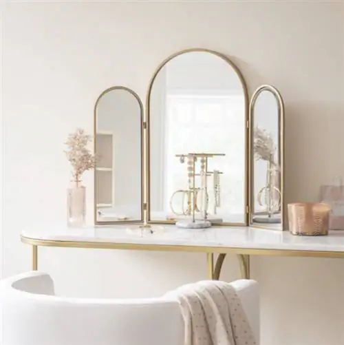 Зеркало настольное триптих золотой металл 61 x 50 maisons du monde