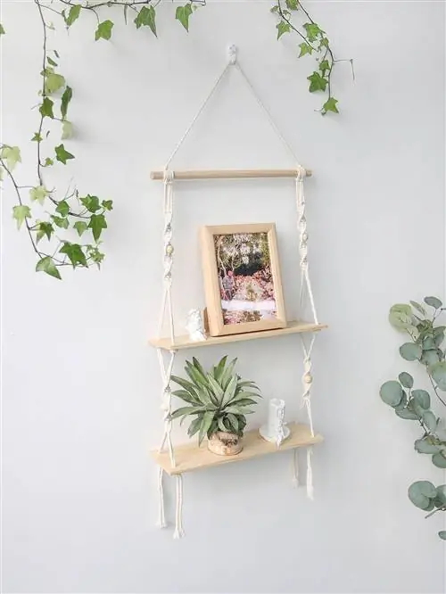 Shein Wood and Rope Настенная полка