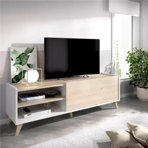 Белый и деревянный шкаф для телевизора от Muebles Tuco Белый и деревянный шкаф для телевизора от Muebles Tuco