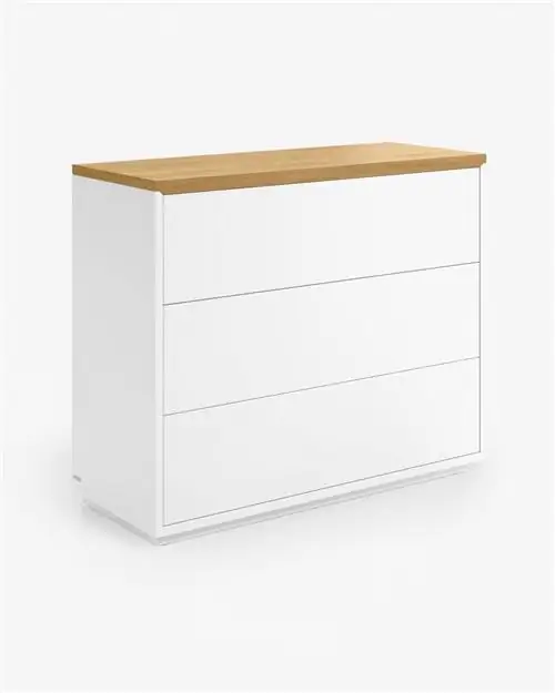 Тумба с ящиками белого цвета и дерева для гардероба Kave Home